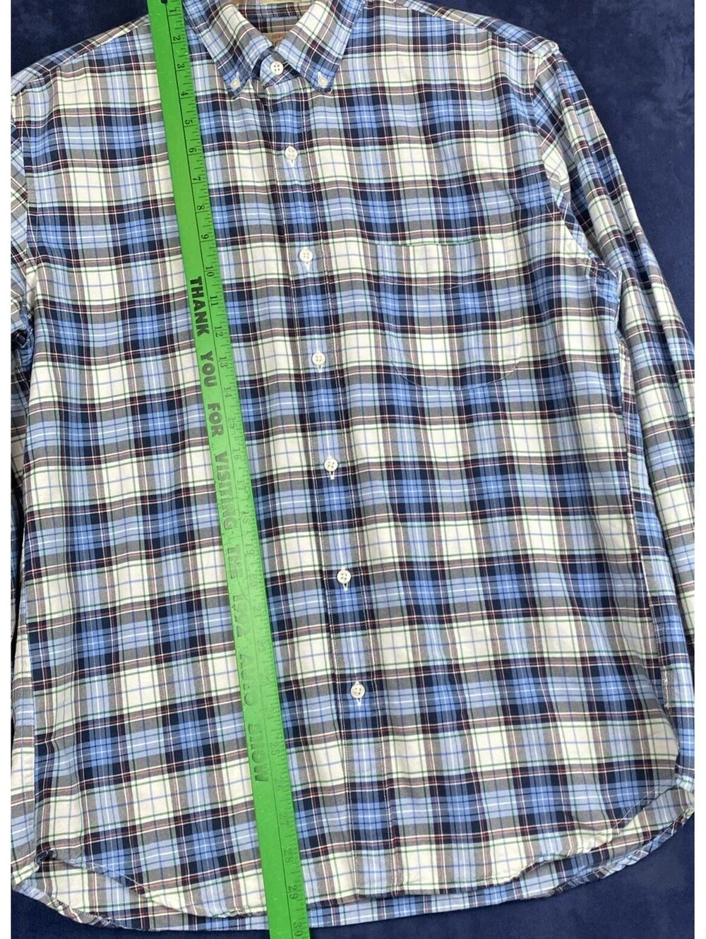J. Crew Men’s Oxford Slim Fit Quality Woven Blue Checkered Button D Sz L Shirt